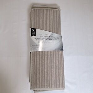 Town & Country Living Dish Drying Mat Set 3-Pack Beige Absorbent NWT